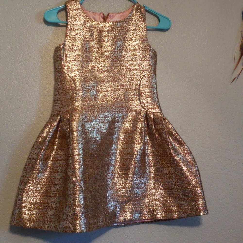 7/8 Metallic gold girls formal dress